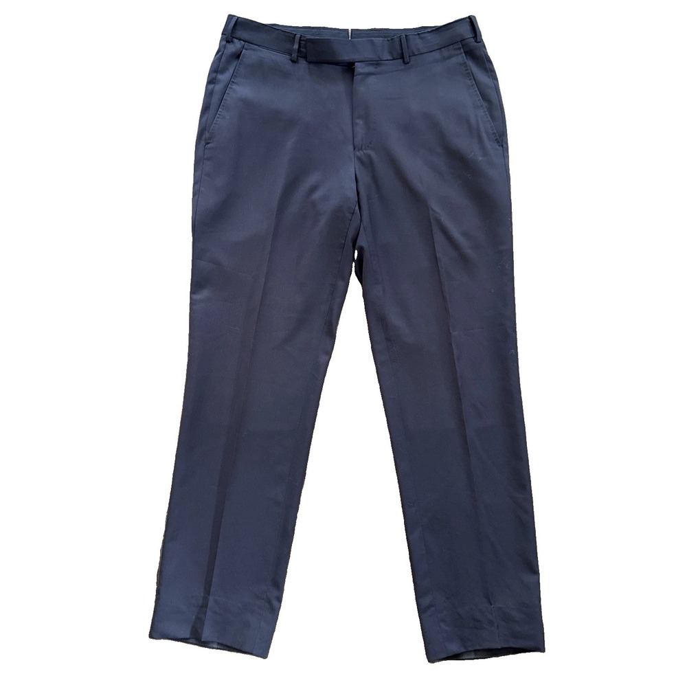 Ermenegildo Zegna 100% Wool Dress Pants Men 32x28 Navy Blue Flat Front Lined